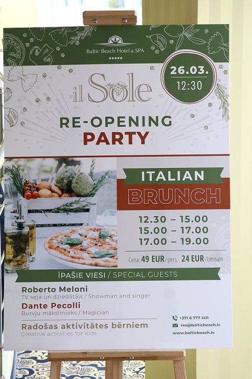 Jūrmalas viesnīcas «Baltic Beach Hotel» restorāns «il Sole» svinīgi un bagātīgi atklāj «Italian Brunch» Jūrmalas viesnīcas «Baltic Beach Hotel» restorāns «il Sole» svinīgi un bagātīgi atklāj «Italian Brunch» 334382