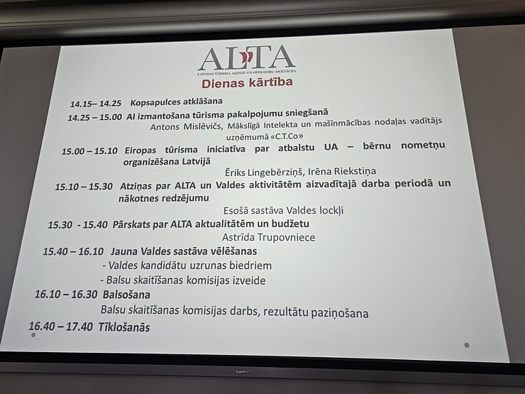 Latvijas Tūrisma aģentu un operatoru asociācija (ALTA) ievēl uz 3 gadiem jaunu valdi 370602