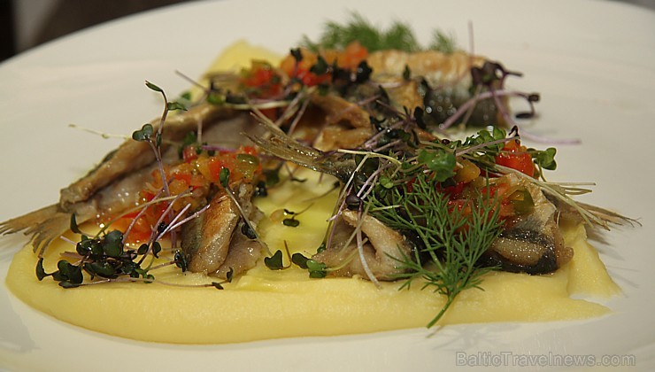 Valtera Restorāns: Ceptas reņģes, kartupeļu biezenis, zaļumu – paprikas mērce, citrons 165957