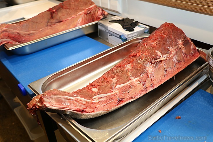 Skatītāju priekšā «Centrālais Gastro Tirgus» tiek sadalīts 208kg smags un 6.000 eiro vērts tuncis Skatītāju priekšā «Centrālais Gastro Tirgus» tiek sadalīts 208kg smags un 6.000 eiro vērts tuncis 250625