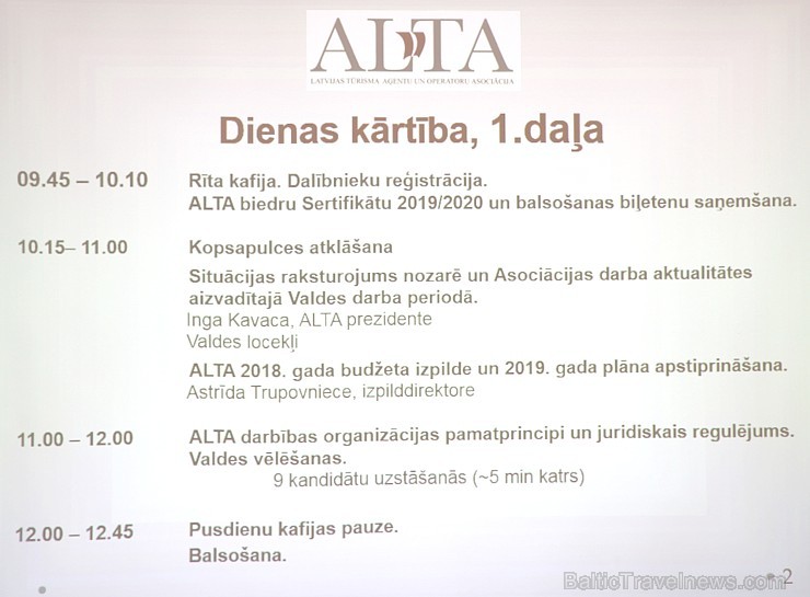 Rīgā 9.04.2019 pulcējas Latvijas Tūrisma Aģentu un Operatoru Asociācijas «ALTA» biedri uz kopsapulci un ievēl jaunu valdi Rīgā 9.04.2019 pulcējas Latvijas Tūrisma Aģentu un Operatoru Asociācijas «ALTA» biedri uz kopsapulci un ievēl jaunu valdi 250829